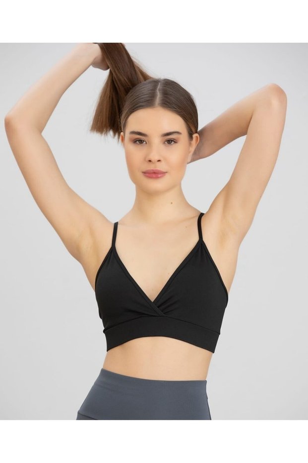 Aurafit Cross Back Deep Decolletage Sports Bra/Bustier with Strap-9026