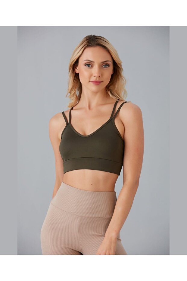 Aurafit V-Neck Back Cross Strap Design Sports Bra/ Bustier-9024