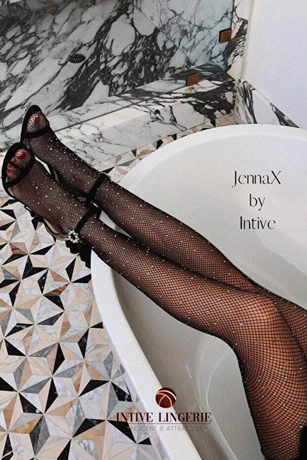 Jennax Shiny Stone Network Closed Stylish Trend Flexible Small Mesh Pantyhose