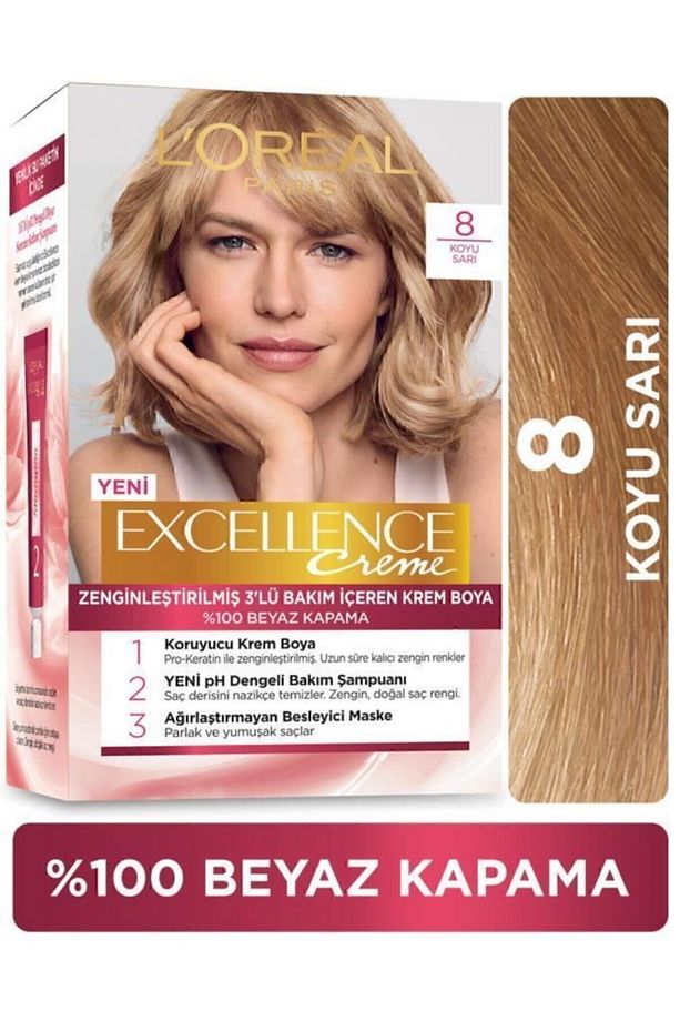 Excellence Creme Saç Boyası 8 Koyu Sarı 2'li Set - 2