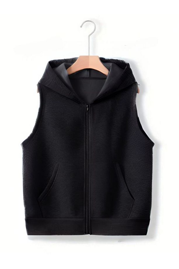 Ünisex Kapüşonlu Oversize Yelek - 1