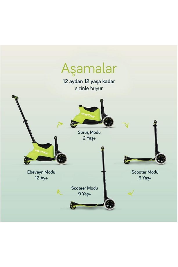 Xtend Büyüyebilen Ride On Scooter (1 - 12 Yaş) - Lime - 4