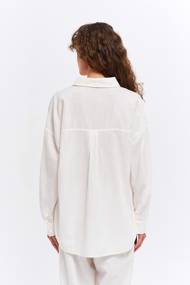 Keten Basic Gömlek Naturel - 5