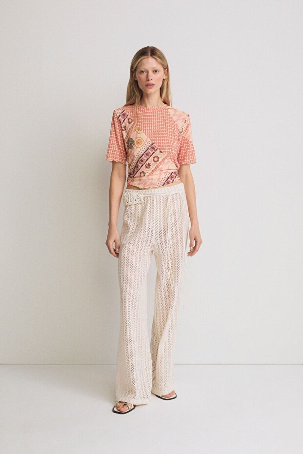 Sorbe Etnik Desenli Örme Bluz - 2