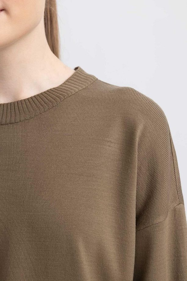 Regular Fit Bisiklet Yaka Basic Düz Triko Kazak Tunik A9803ax23wn - 5