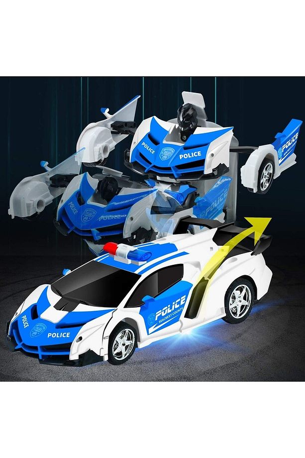 Oyuncak Uzaktan Kumandalı Transformers Tarzı Robota Dönüşen Oyuncak Araba Polis - 4