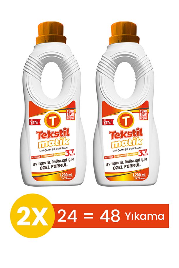 Ev Tekstili 3'ü 1 Arada Sıvı Vegan Çamaşır Deterjanı 2 Adet 1200 ml - 1