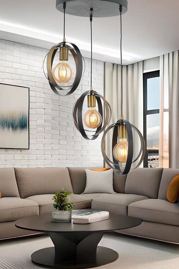 Avanos 3lü Spor Modern Ofis Avizeleri Retro Sarkıt Mutfak Salon Sarkıt Avize - 1