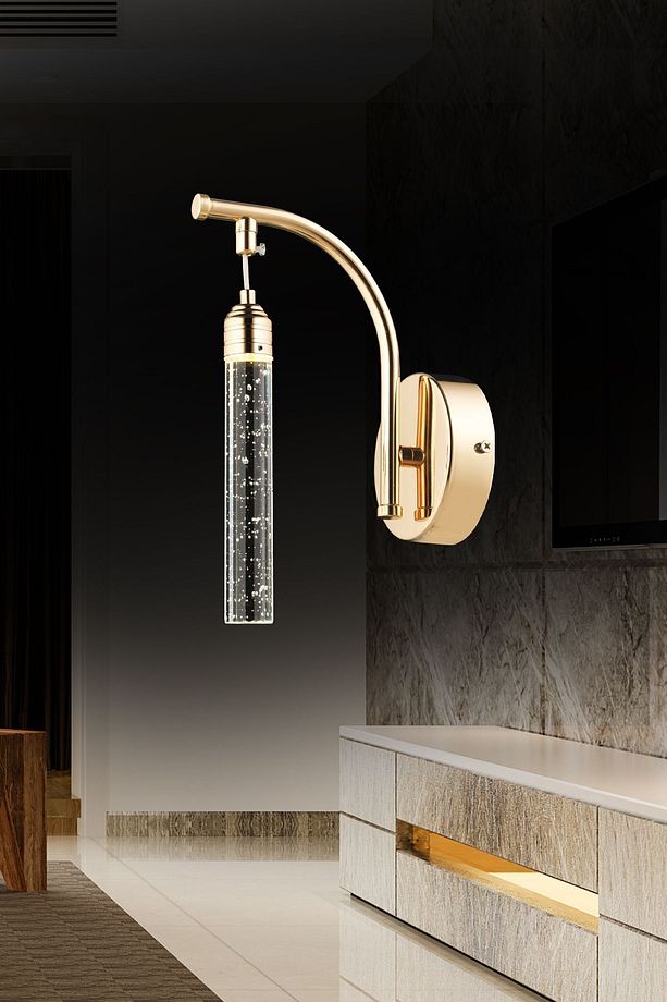 Zaki Tekli Gold Kaplama 3 Renkli 8 Watt Ledli Yatak Başı ,Salon Led Aplik - 1