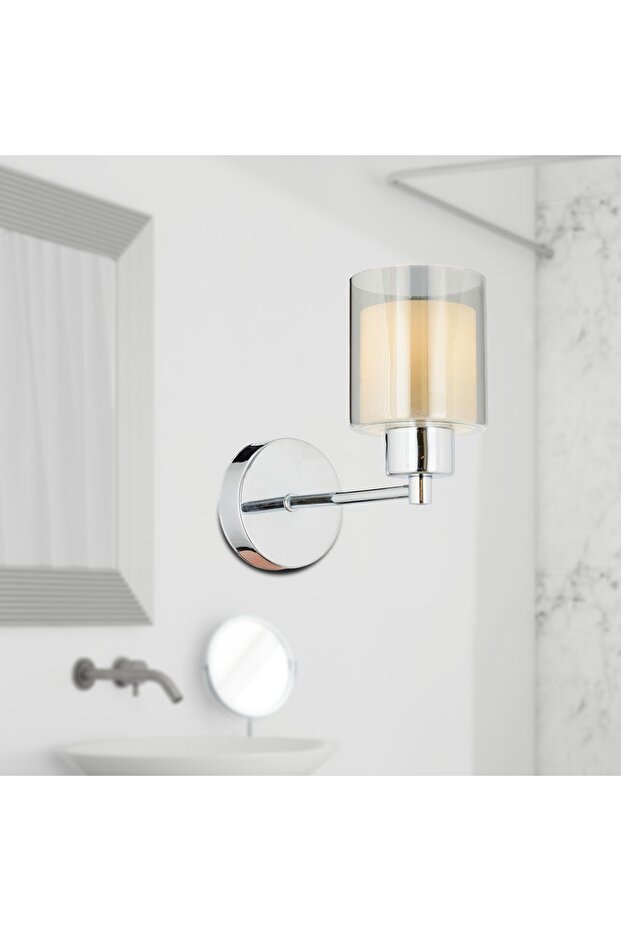 Goldie Krom Kaplama Duvar Lambası Yatak Odası-Yatak Başı-Banyo İçin Modern AplikLİK - 3