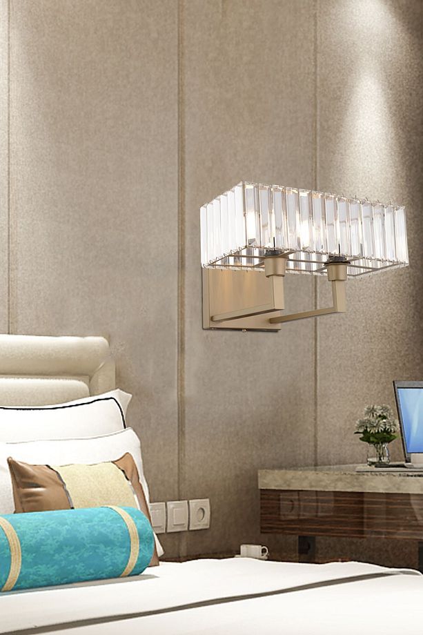 Eskitme Kristal Taşlı Duvar Lambası Yatak Odası-yatak Başı-salon Için Aplik - 1