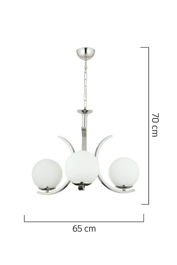Plüton 3'Lü Krom Modern  Mutfak Salon Avize - 3