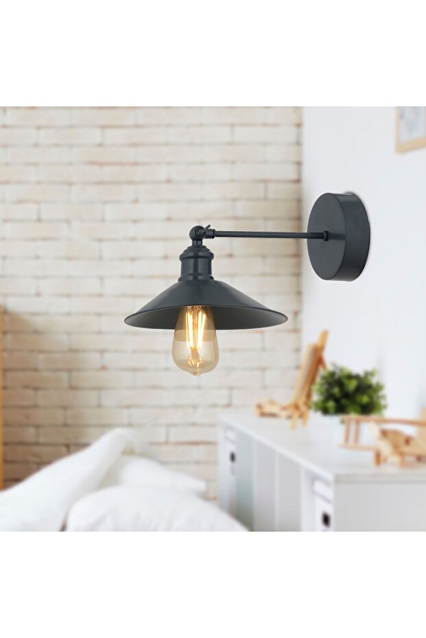 Yekta Siyah Yatak Odası-Yatak başı,Cafe,Restoran için Duvar Lambası Retro Aplik - 2