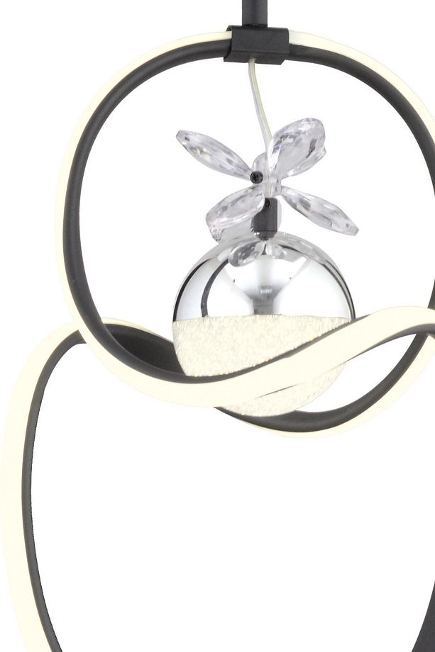 Ulya Tekli Siyah Krom 3 Renkli 30 Watt Ledli Modern Oturma Odası, Koridor, Salon Led Avize - 4