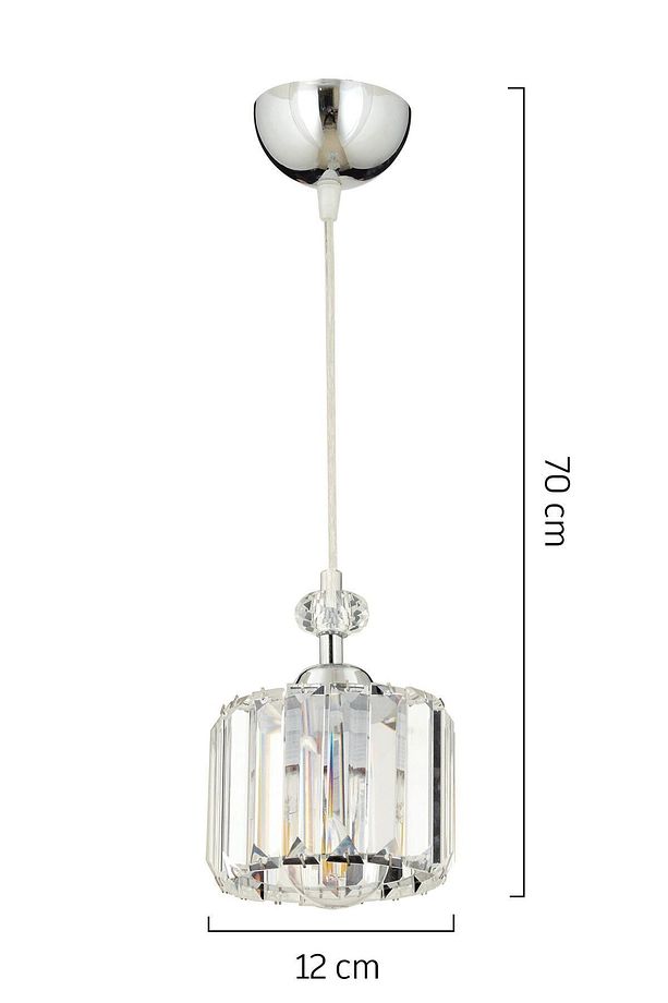 Saka Tekli Krom  Kristalli, Taşlı Modern Tasarım Mutfak Kristal Sarkıt Avize - 5