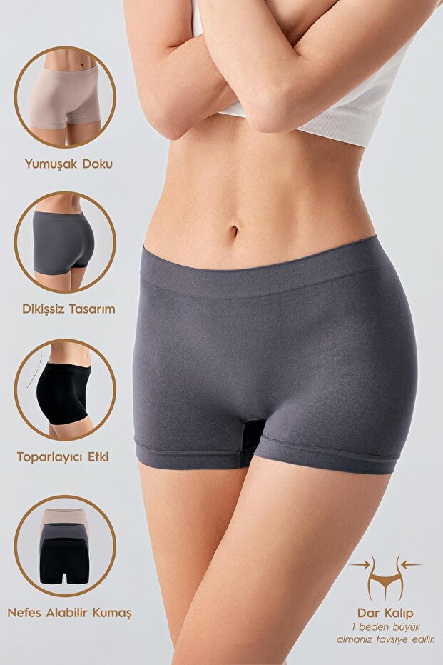 Women's Seamless 3-Pack (Seamless) High Waist Boxer