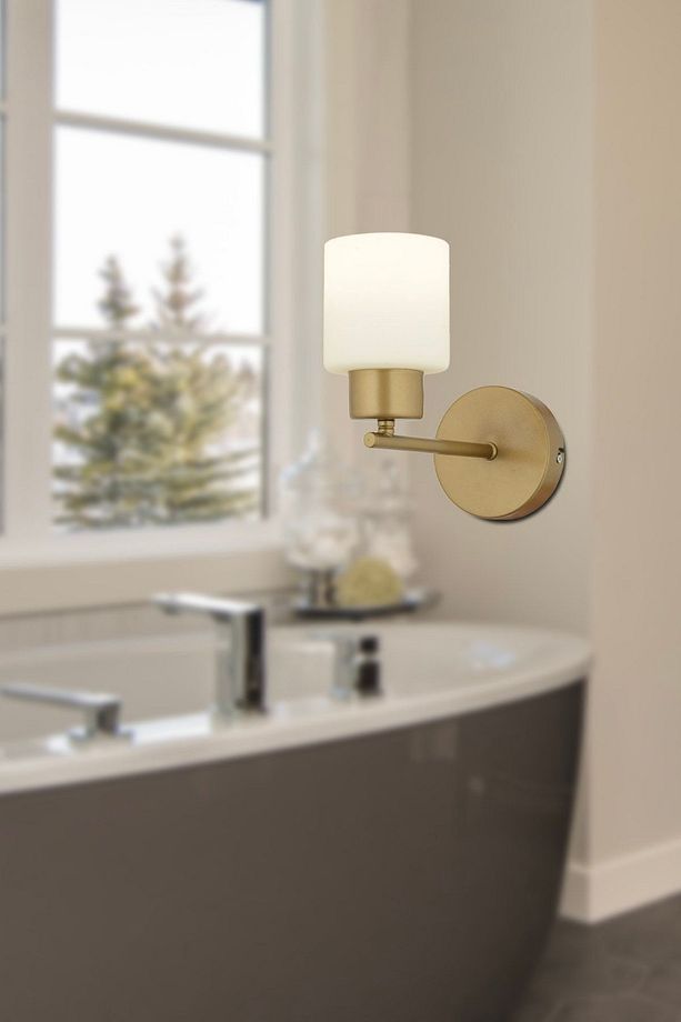 Lima Eskitme Beyaz Cam Duvar Lambası Yatak Odası-Yatak Başı-Banyo İçin Modern Aplik - 1
