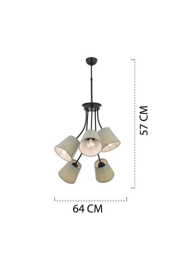 Lara 5 Kollu Şapkalı Modern Retro Sarkıt Yatak Odası Salon Avize - 8