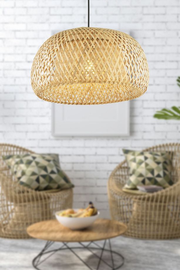 40 x 40 Briella Tekli Rattan Modern Tasarım Oturma Odası Avize Salon / Oturma Odası Hasır Haki 81-9 - 1