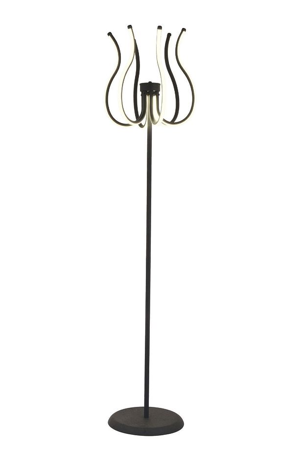 Lenora Siyah Modern Tasarım Salon Ledli Metal Lambader - 3