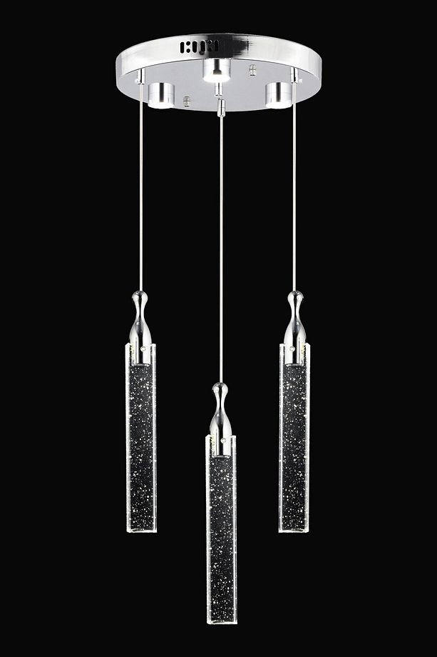 Klaus 3'lü Yuvarlak 3 Renkli 48 Watt Krom Kristal Ledli Modern Oturma Odası Salon Sarkıt Avize - 3