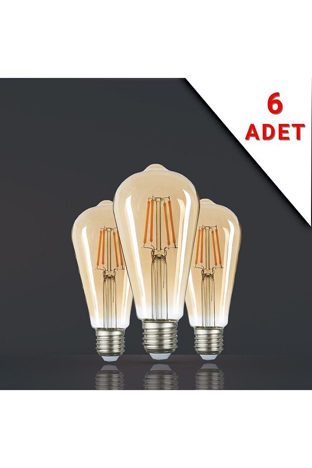 6 Adet Led Filamanlı E27 Rustik Ampul 6 Watt 2500k Gün Işığı St64 - 1