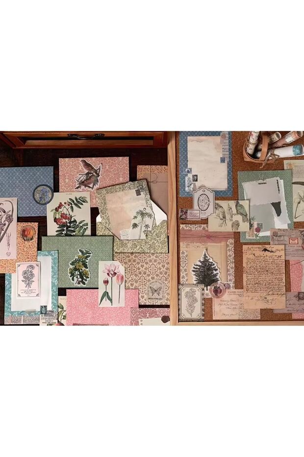 Scrapbook 34 Parça Vintage Sticker Ve Dekoratif Kağıt Seti / Journal/notepad / Scrapbooking /2 - 8