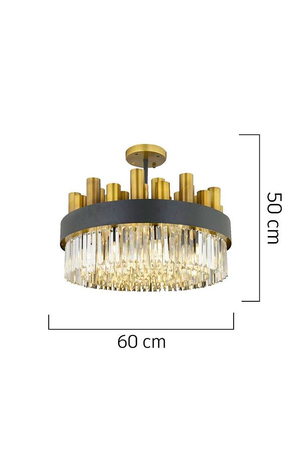 Torre 60' Lık Kristalli, Taşlı Modern Tasarım Kristal Salon Avize - 3