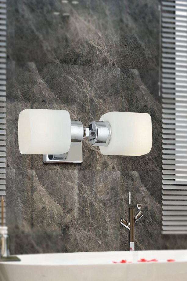 Armin 2li Krom Kaplama Duvar Lambası Ayna Üstü-Yanı Modern Banyo Aplik - 1