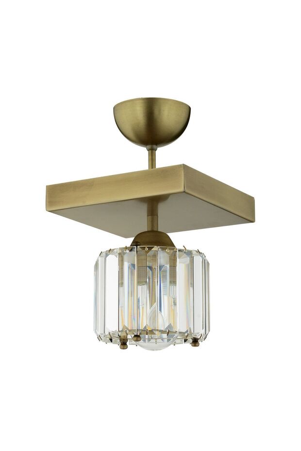 Sabrina Tekli Eskitme Plafonyer Kristalli Taşlı Modern Tasarım Kristal Salon Avize - 6