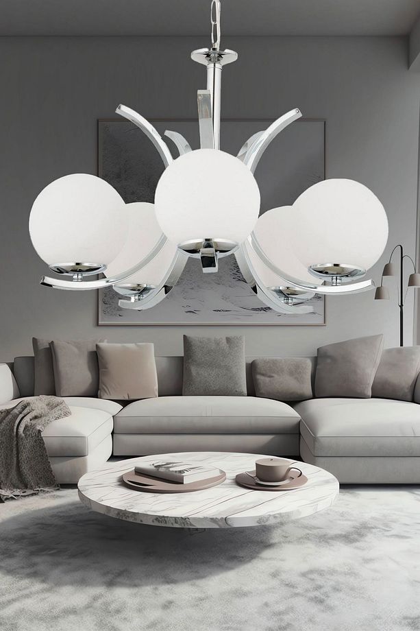 Plüton 5'Li Krom Modern Mutfak Salon Avize - 1