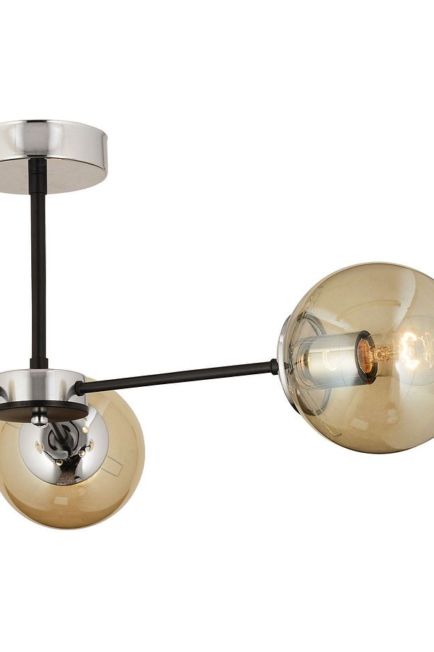 Nide 3Lü Siyah Krom Bal Camlı Modern Genç Odası Yatak Odası Retro Salon Avize - 4