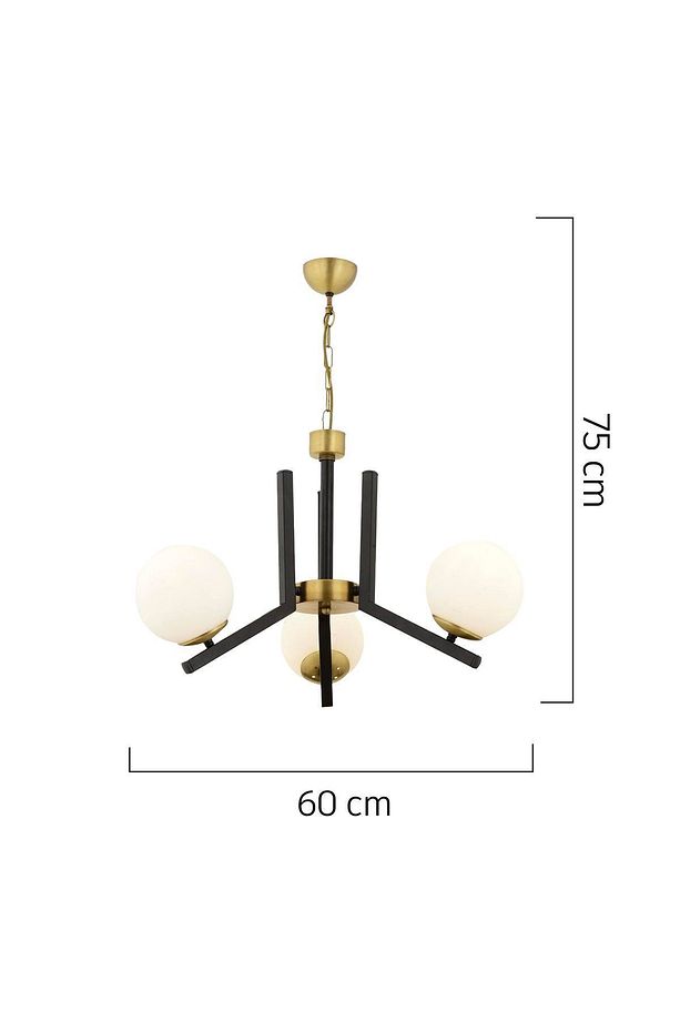 Morgan 3 Lü Siyah Eskitme Modern Yatak Odası Mutfak Oturma Odası Salon Avize - 3