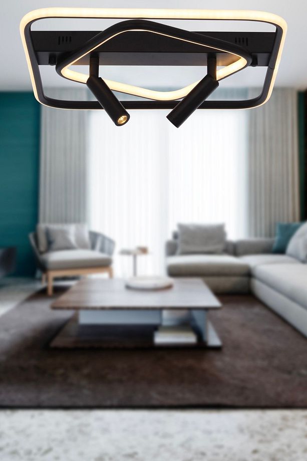 Steve Kare Mat Siyah Boyalı 50 Watt 300k Spot Salon Mutfak Genç Odası Ledli Avize - 1
