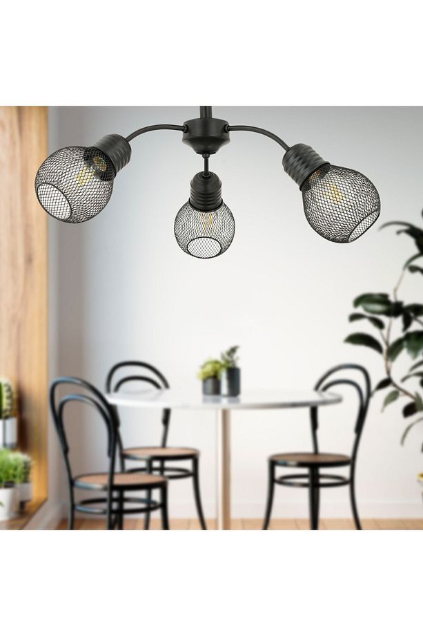 Elva 3 Lü Siyah Modern Genç Odası Mutfak Oturma Odası Retro Salon Avize - 2