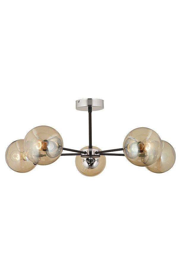 Nide 5Li Siyah Krom Bal Camlı Modern Genç Odası Yatak Odası Retro Salon Avize - 3