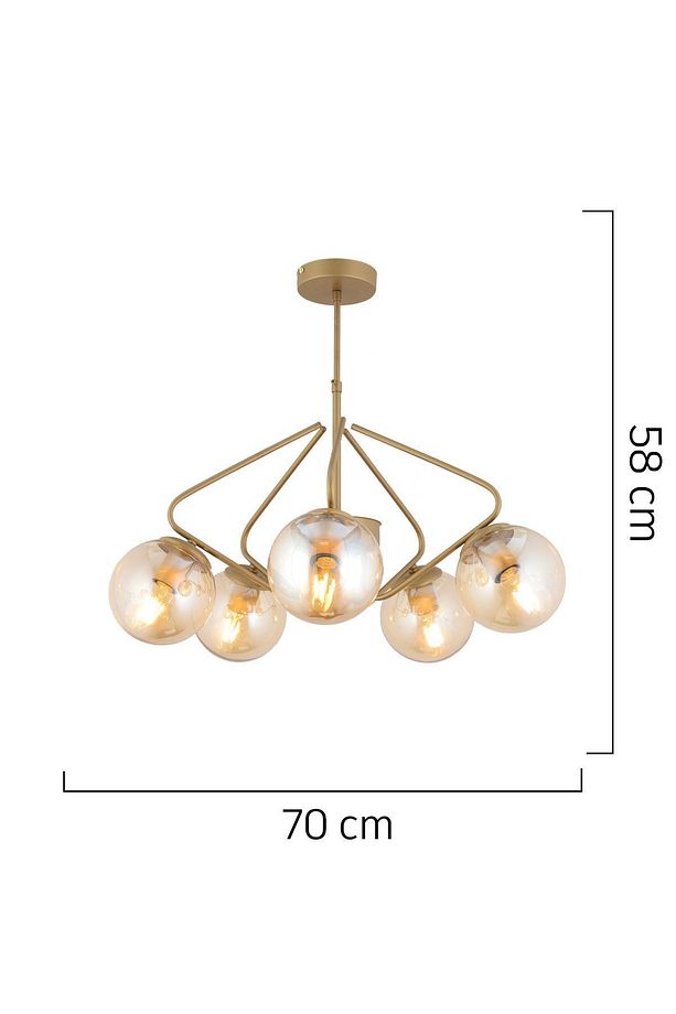 Mildred 5'li Eskitme Bal Camlı Modern Sarkıt Genç Odası Mutfak Yatak Odası Salon Sarkıt Avize - 5