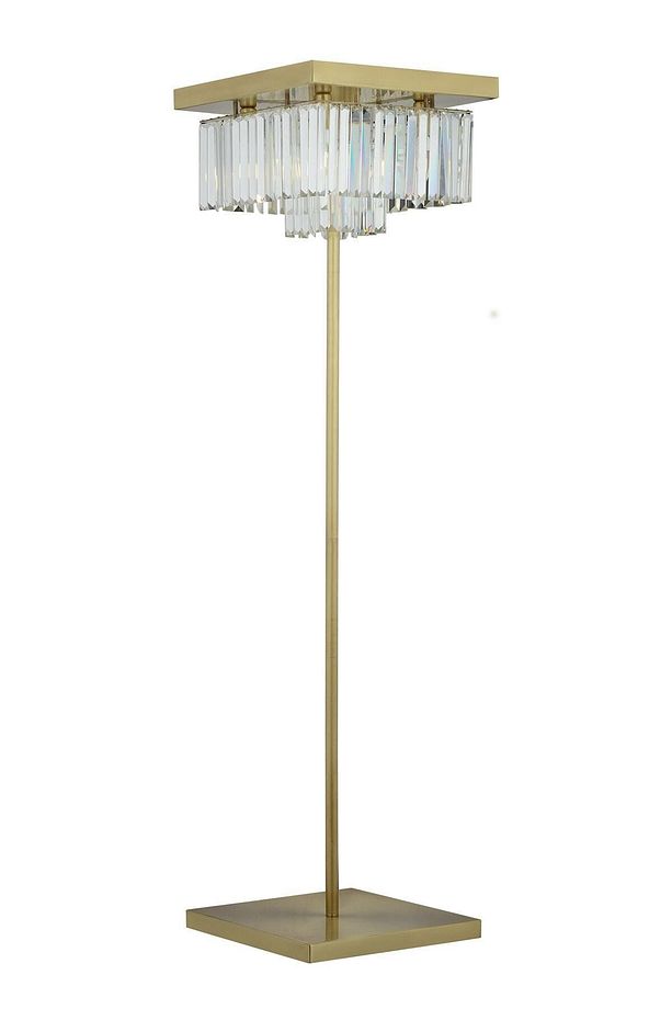 Nilüfer Kare Eskitme Kristal Taşlı Modern Tasarım Metal Lambader - 3
