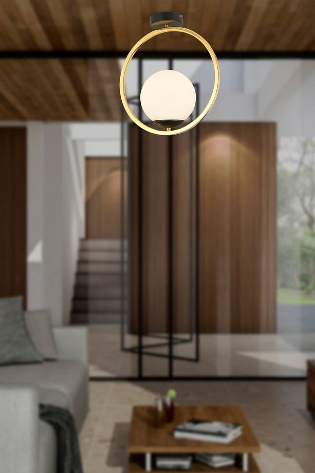 Lifos Tekli Gold Kaplamalı Plafonyer Modern Mutfak Salon Avize - 1