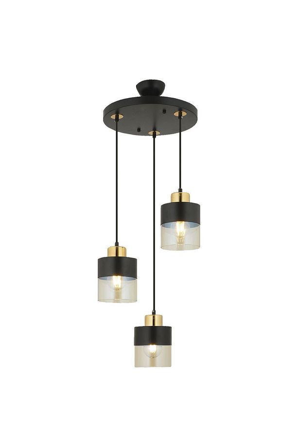 Boris 3lü Yuvarlak Siyah Gold Sarkıt Modern Genç Odası Mutfak Retro Salon Avize - 5