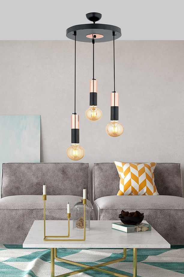 Miranda 3Lü Sarkıtbakır Sarkıt Modern Genç Odası Mutfak Salon Sarkıt Avize - 1