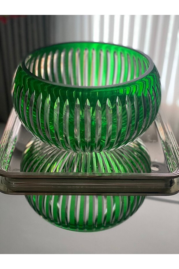 Crystal Cut Round Glass Salad Bowl