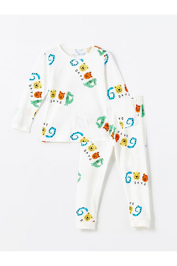 LCW Bisiklet Yaka Uzun Kollu Baskılı Erkek Bebek Pijama Takımı - 1