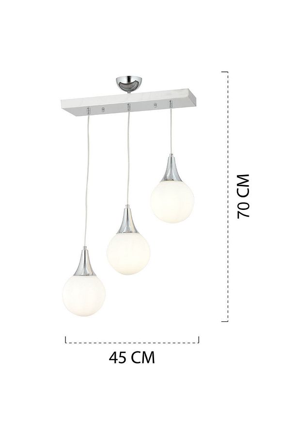 Damla 3 Lü Krom Rengi Sıralı Modern Genç Odası Mutfak Salon Sarkıt Avize - 4