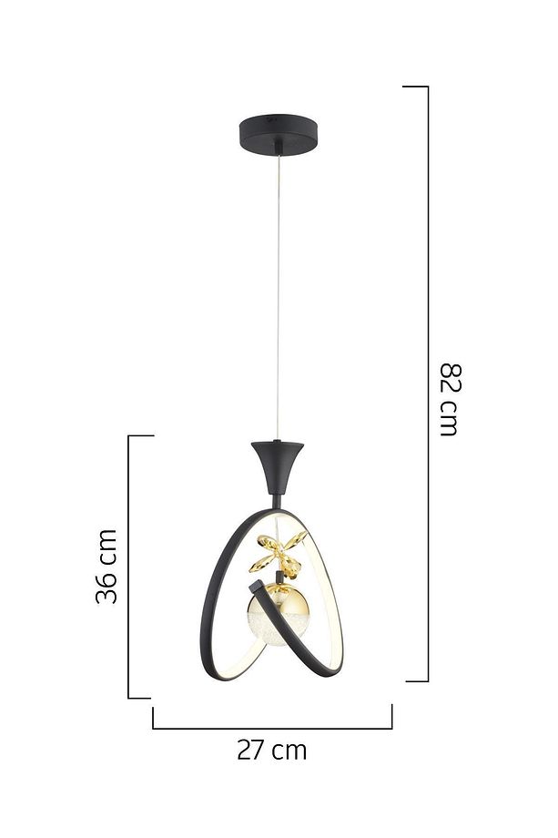 Mengü Tekli Siyah Gold 3 Renkli 30 Watt Ledli Modern Oturma Odası, Koridor, Salon Led Avize - 5