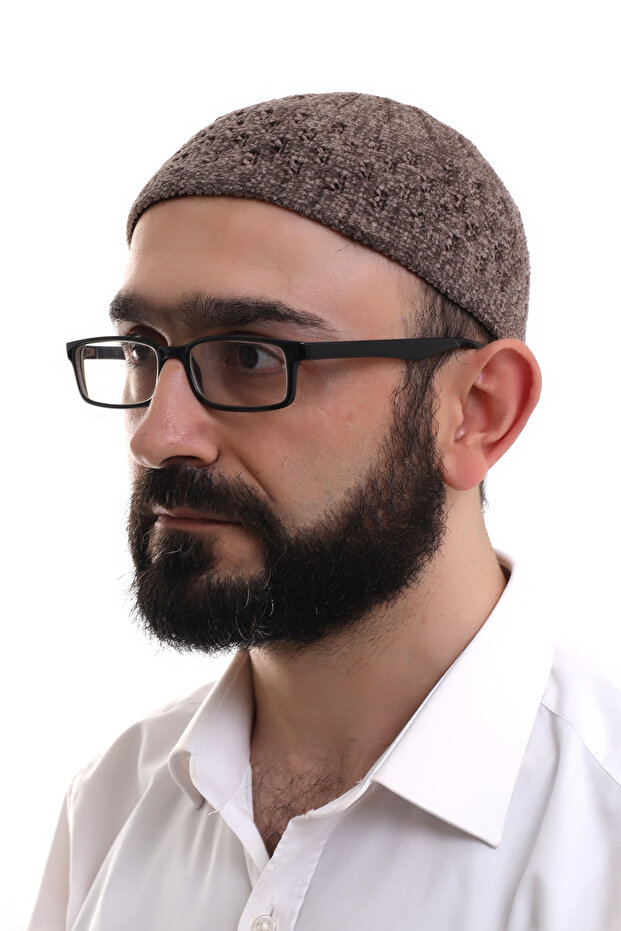 قبعة صلاة شتوية مخملية بنمط القش والقهوة الحليبية