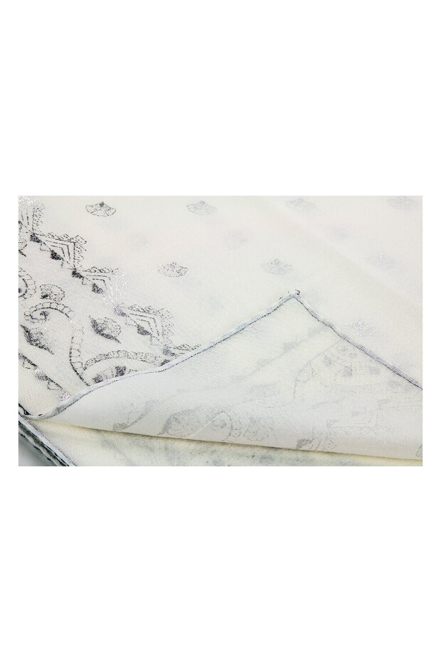 Panel Patterned Gilded Cream Blanket - 2