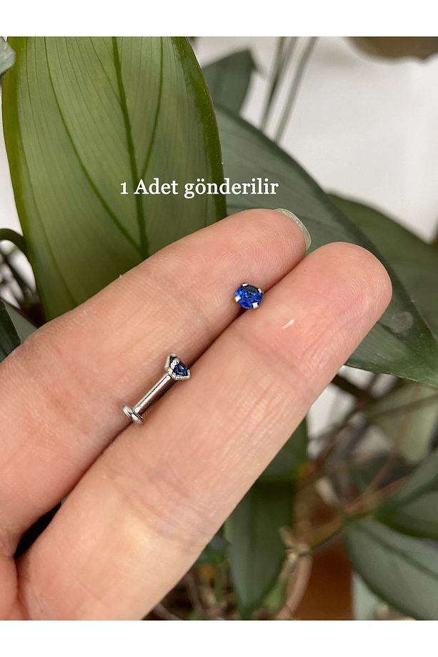 Renkli Taşlı Piercing Kıkırdak Forward Helix Conch Flat Kulak Memesi Burun Labret Tragus Piercing - 6