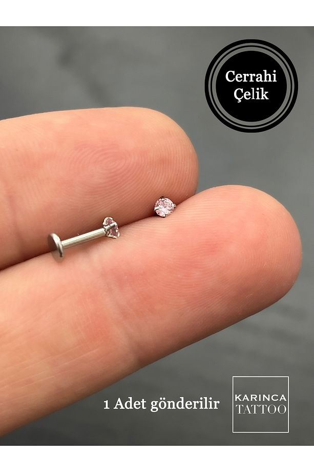 Renkli Taşlı Piercing Kıkırdak Forward Helix Conch Flat Kulak Memesi Burun Labret Tragus Piercing - 2