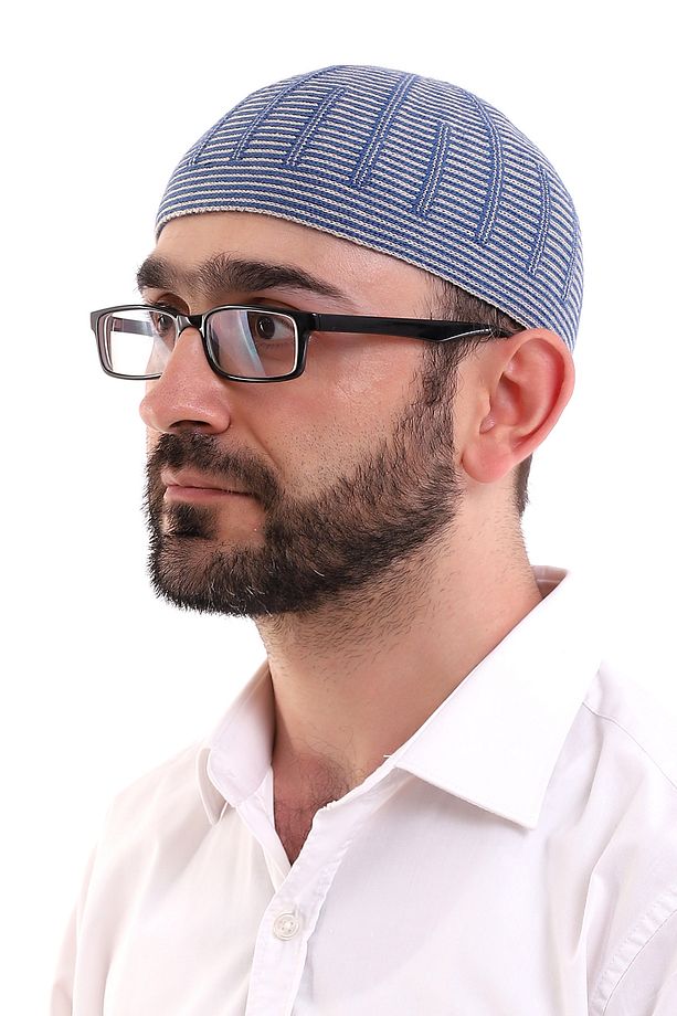 Kışlık Orlon Takke Çift Renk - Mavi - 1